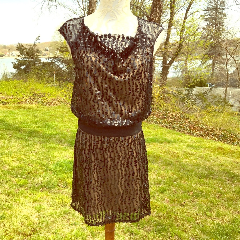 Laundry By Design Black/Nude Sequin Dress Size 4
